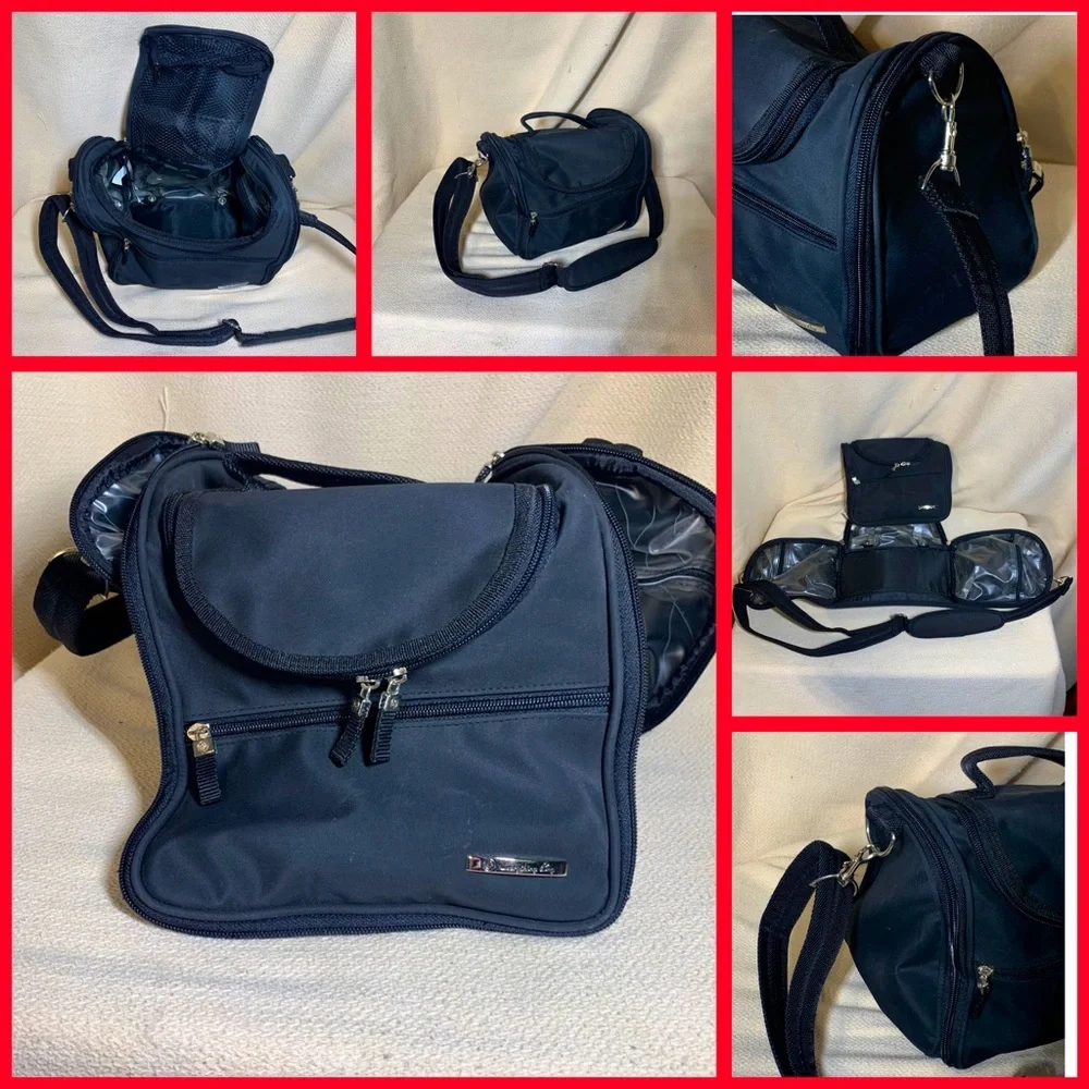 black travel bag for make up or toiletries